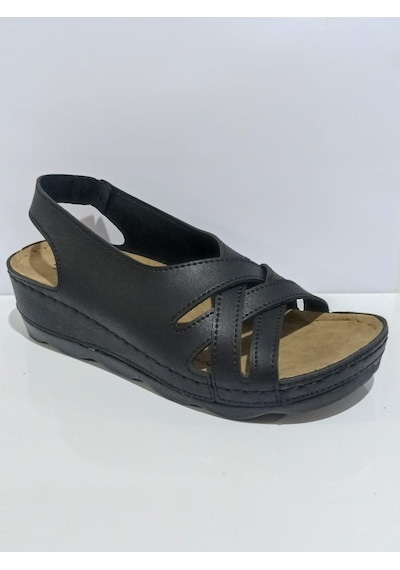 Aryan 37-759 Anatomic Kadın Dolgu Topuk Sandalet Siyah