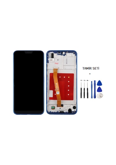 Tkgz -  P20 Lite Lcd Ekran Dokunmatik -a- Kalite Çıtalı Mavi + Tamir Seti Çok Renkli