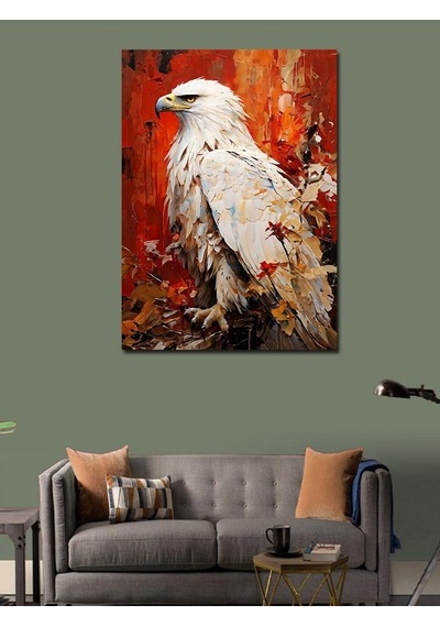 Kanvas Tablo Kırmızı Pastel Renk Ve Beyaz Kartal 70cmx100cm