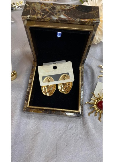 Tasarım Egg Küpe Gold Çelik Altın - Çok Renkli