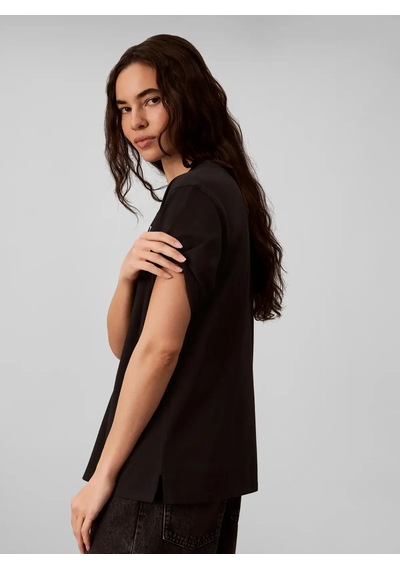 Calvin Klein Ss Relaxed Varsıty C, Ub1 Siyah Kadın T-shirt