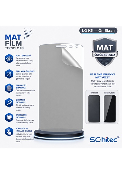 Schitec Lg K5 Mat Hidrojel Ekran Koruyucu Film