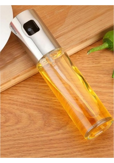 Çok Amaçlı Spreyli Cam Şişe Yağdanlık 100 Ml - Zeytinyağı, Sirke, Limon, Soya Sosu Gri Diğer
