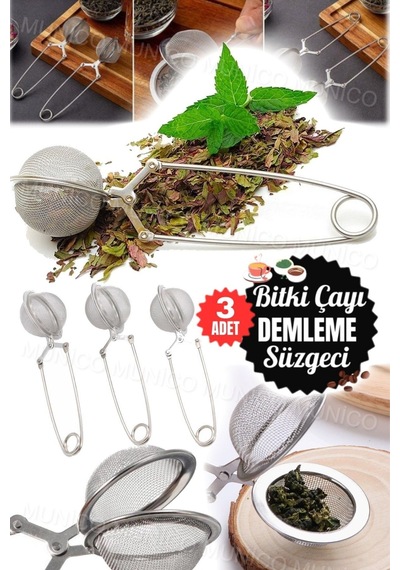 3 Adet Bitki Çayı Demleme Süzgeci Çay İçin Çay Süzgeci Kakao Pudra Ve Şeker Eleği İle Çok Amaçlı P Diğer