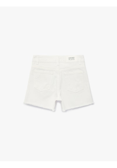 Koton Pamuklu Cepli Loose Fit Denim Şort Beyaz 6skg40044ad Beyaz