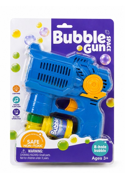 Işıklı Ve Sesli Köpük Tabancası Bubble Gun Köpük Solüsyonlu Mavi