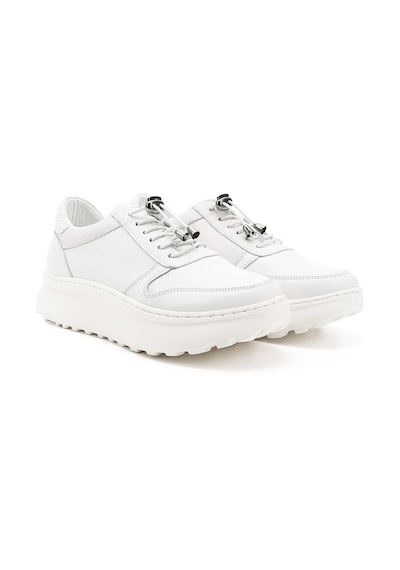 Gönderi(R) Gönderi R Beyaz Lastik Bağcıklı Comfort Dolgu Taban Hakiki Deri Sneaker Beyaz