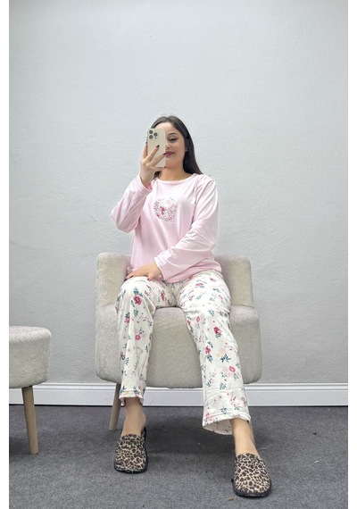 Belendir Kadın Şardonlu Milan Pijama Takımı Pembe