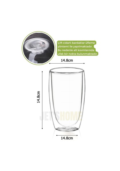 4 Lü Set Büyük Latte Bardağı Cappuccino Bardağı Çift Cidarlı Bardak Americano Bardağı 450 Ml Şeffaf