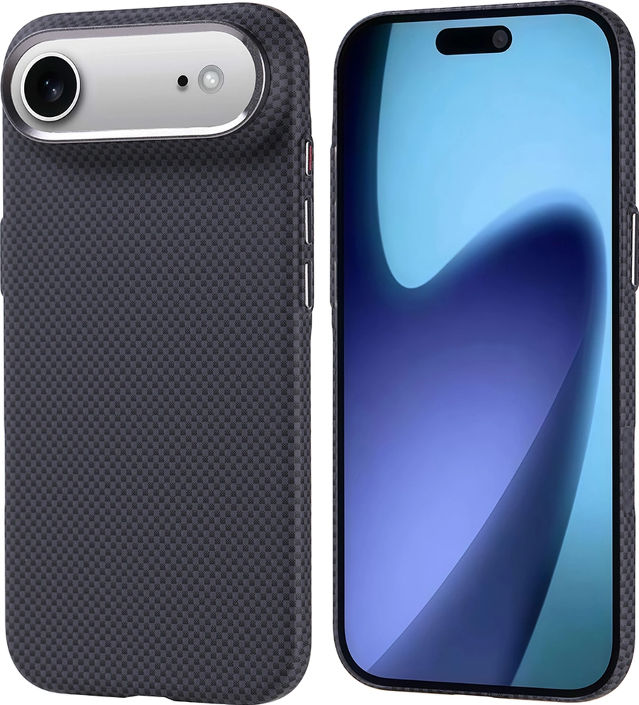 Apple Uyumlu iPhone 17 Air Kılıf Kablosuz Şarj Özellikli Karbon Fiber Görünümlü Nekst Kapak Siyah