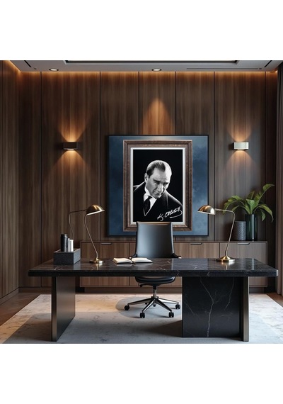 Çerçeveli Deri Atatürk Tablosu 40 Çerçeveli Tablo 61x81 Cm Diğer
