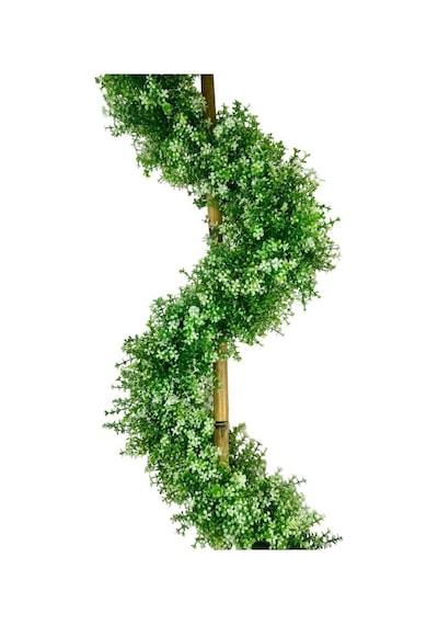 Yapay Ağaç Spiral Beyaz Yonca Şimşir Ağacı 160cm Bambu Saplı Salon Bitkisi