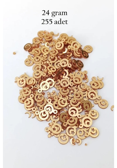 Oya Abiye Bileklik Kolye Pleksi Metalik Plastik Pul Altın Renk 24 Gram 255 Adet - Bnc543