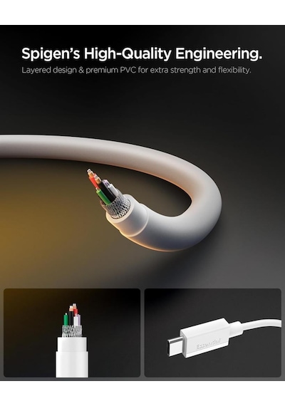 Spigen Usb-c To Usb-c 2 Metre Kablo 60w Güç / Pps 2.0 Super Hızlı Şarj / 480 Mbps Data Aktarım Hızı Type-c Ekstra Dayanıklı White Spigen Usb-c To Usb-c 2 Metre Kablo 60w Güç / Pps 2.0 Super Hızlı Şarj / 480 Mbps Data Aktarım Hızı Type-c Ekstra Dayanıklı White