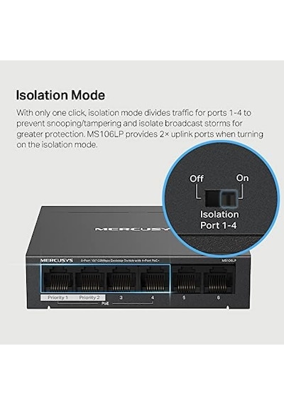 Ms106lp, 6-port 10/100mbps Desktop Switch With 4-port Poe+