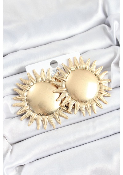 Pirinç Güneş Model Gold Renk Kadın Küpe Çok Renkli