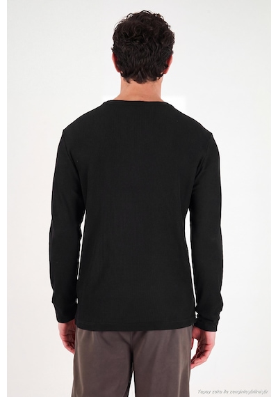Buratti Pamuklu Regular Fit Düğmeli Bisiklet Yaka Sweat Erkek Sweat 5905852 Siyah
