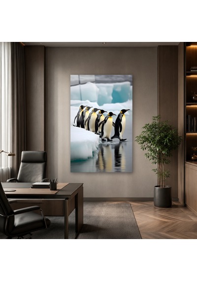 Penguen Grubu Çerçevesiz Cam Tablo