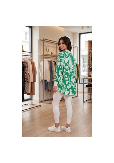 Polologin Butik Kadın Yeşil Beyaz Botanik Desenli Düğmeli Tunik Gömlek - Uzun Kollu Beli Ribanalı Mevsimlik Ceket/gömlek Yeşil Polologin Butik Kadın Yeşil Beyaz Botanik Desenli Düğmeli Tunik Gömlek - Uzun Kollu Beli Ribanalı Mevsimlik Ceket/gömlek Yeşil