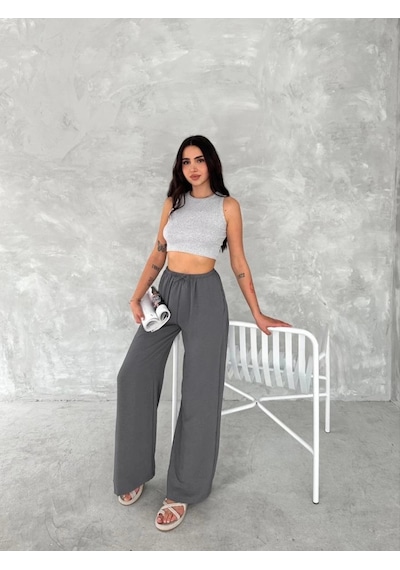 Freedom Storee Kadın Ayrobin Oversize Kadın Pantolon - Füme Çok Renkli