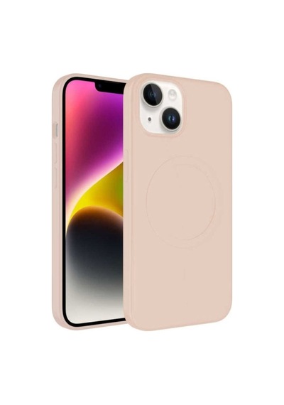 Apple Uyumlu iPhone 14 Plus Kılıf M-safe Wireless Şarj Özellikli Pastel Renk Silikon Zore Plas Kapak Pembe Açık