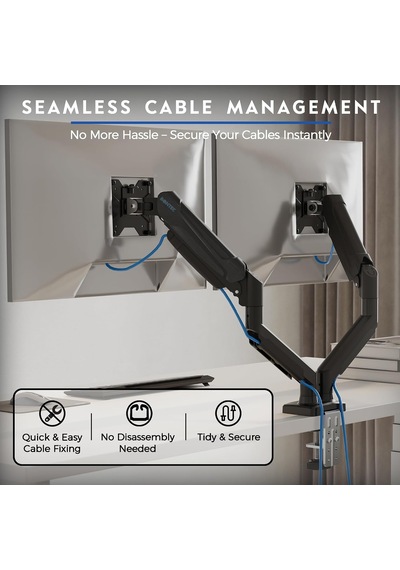 15-32 İnç Çiftli Gazlı Amortisörlü Monitör Kolu, Her Kol 9 Kg A Kadar, Vesa 75x75/100x100