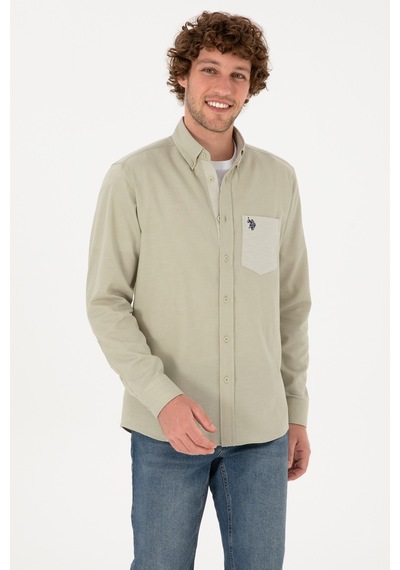 U.S. Polo Assn. Erkek Açık Haki Uzun Kollu Cepli Gömlek 50316653-VR183 U.S. Polo Assn. Erkek Açık Haki Uzun Kollu Cepli Gömlek 50316653-VR183