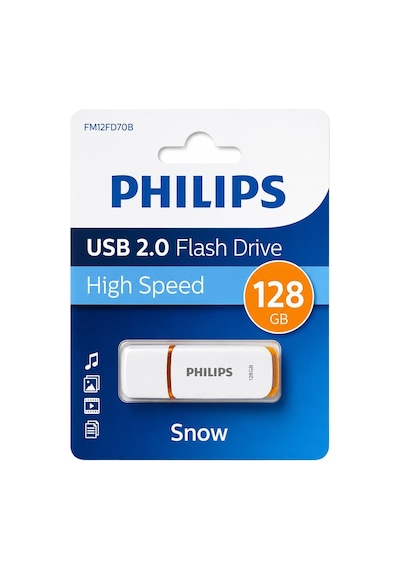 Philips Fm12fd70b Snow 128gb Usb 2.0 High Speed Flash Bellek