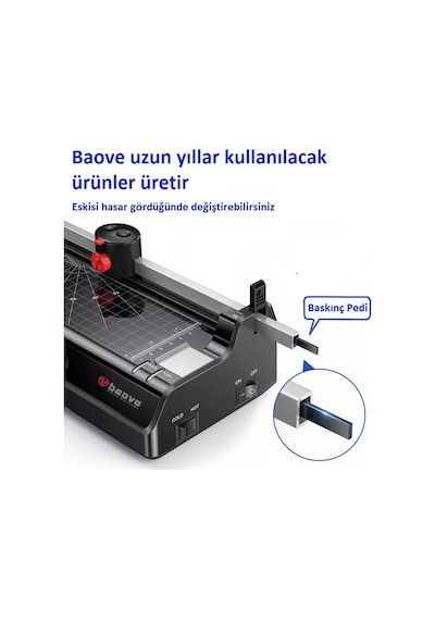 Baove OCW280 Laminasyon Makinesi - A4, A5, A6 - Laminasyon Kaplama ve Kağıt Kesme Makinesi