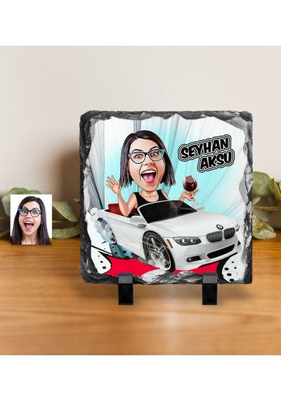 Kişiye Özel Bayan Patron Karikatürlü Dekoratif Doğal Taş - 2