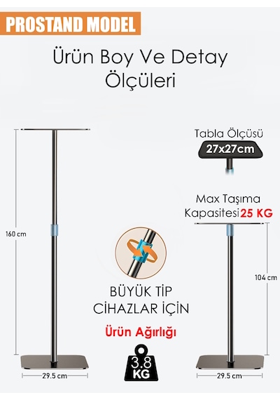 Gölge Stor Projeksiyon Cihazı Standı Ayaklı Projeksiyon Tablalı Model Ayarlanabilir Yükseklik Tripod
