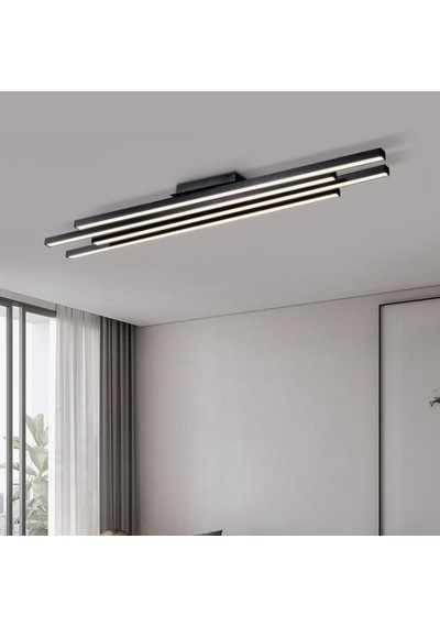 Siyah 4* 100 cm Led Tavan Lambası 3000K Sarı Işık Modern Avize