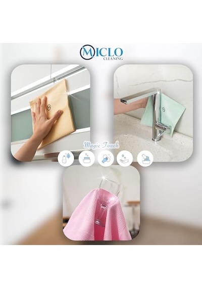Mıclo Cleanıng Mikrofiber Temizlik Bezi 3'lü Set Sihirli Bez Cam, Ayna Bezi Soft Seri 30x40 Açık Bej