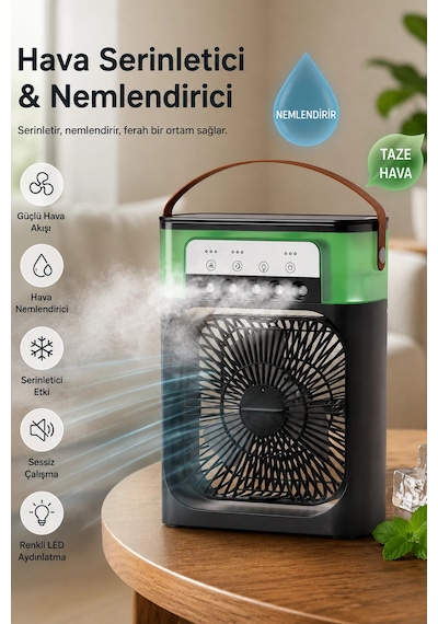 Blic Bwfn10 Siyah Sulu Fan Masa Üstü Mini Klima Vantilatör Nemlendiricili Soğutucu Fan 600ml