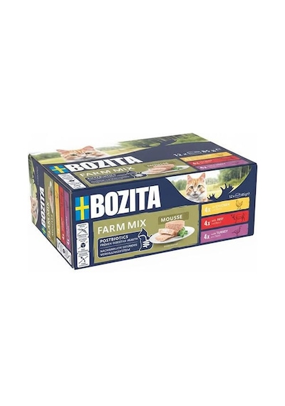 Bozita Tahılsız Tavuklu, Sığır Etli Ve Hindili Tahılsız Kedi Konservesi 12x85 Gr
