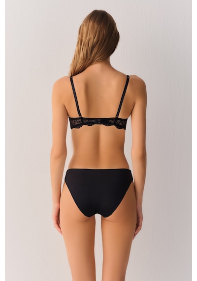 Suwen Lace Deluxe Dantelli Slip Külot Sw4053012 Siyah