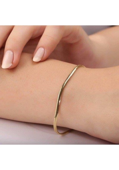 Sefa Gold SFBL06 14 Ayar Altın İtalyan Balık Sırtı Bileklik Sarı Altın
