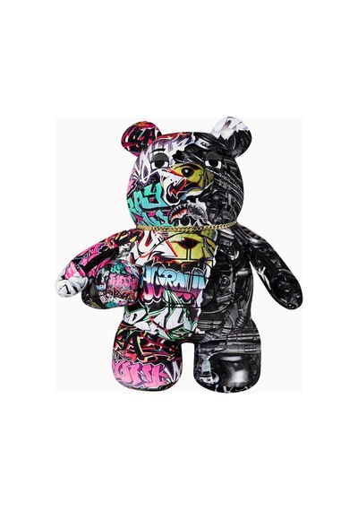 Sprayground Split Cybershark Moneybear Teddy Bear Backpack, Sınırlı Üretim Lüks Sırt Çantası Renkli Çok Renkli