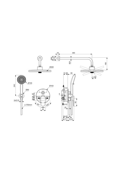 Ideal Standard Bd828xg Cerafine O Ankastre Banyo Duş Sistemi Seti, Mat Siyah Siyah