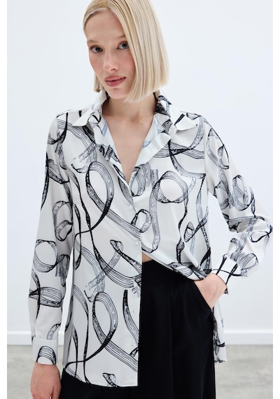 Sateen Desenli Klasik Gömlek - Siyah-136241 Siyah