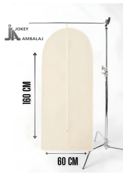 Jokey Ambalaj Fermuarlı Dolapiçi Gamboç Kıyafet,takım Elbise,abiye Ve Gelinlik Kılıfı 60x160cm Renk Seçenekli Krem