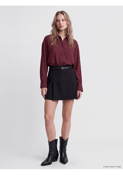 Lcw Vision Bordo Oversize Poplin Kadın Gömlek