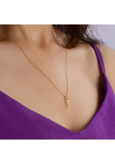 Goldkupe 14 Ayar Altın Ş Harfi Taşlı Kolye Ucu 0,53 Gr-6349 Altın
