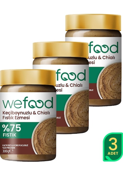 Keçiboynuzlu & Chialı Fıstık Ezmesi 300 G 3'lü