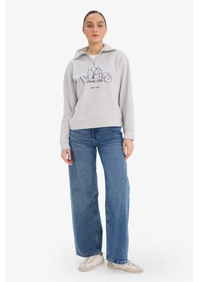 Defacto Regular Fit Yarım Fermuarlı Baskılı Sweatshirt G6692ax25wngr93 Gri-gr93 Defacto Regular Fit Yarım Fermuarlı Baskılı Sweatshirt G6692ax25wngr93 Gri-gr93