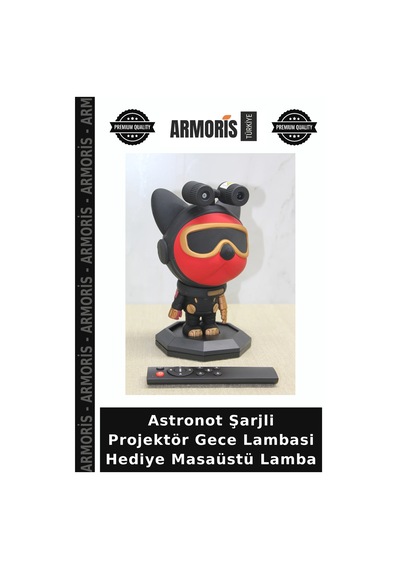 Astronot Şarjli Projektör Gece Lambasi Hediye Masaüstü Lamba Çok Renkli