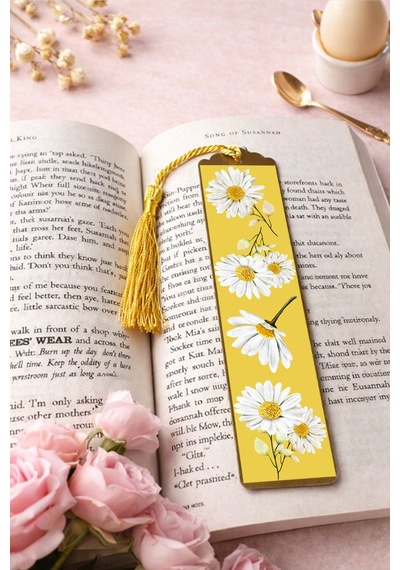Kitap Kılıfı Ve Metal Kitap Ayracı Seti Papatya Rüyası