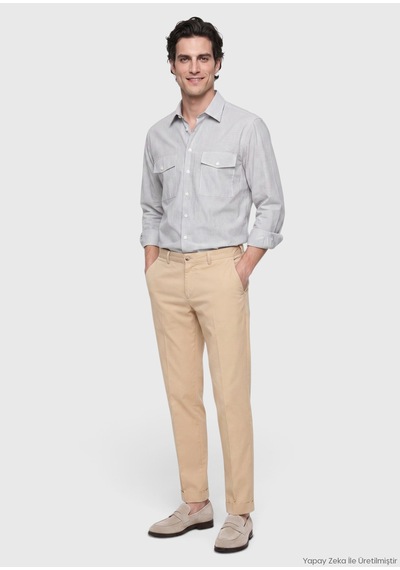 Ramsey Bej Düz Dokuma Jogging Fit Casual Pamuk Karışımlı Pantolon bej beige