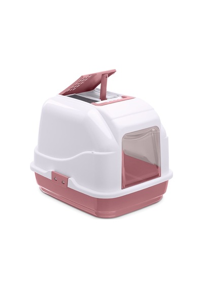 1711735816 Imac Easy Cat Kapalı Kedi Tuvaleti Pembe/beyaz 50x40x40cm