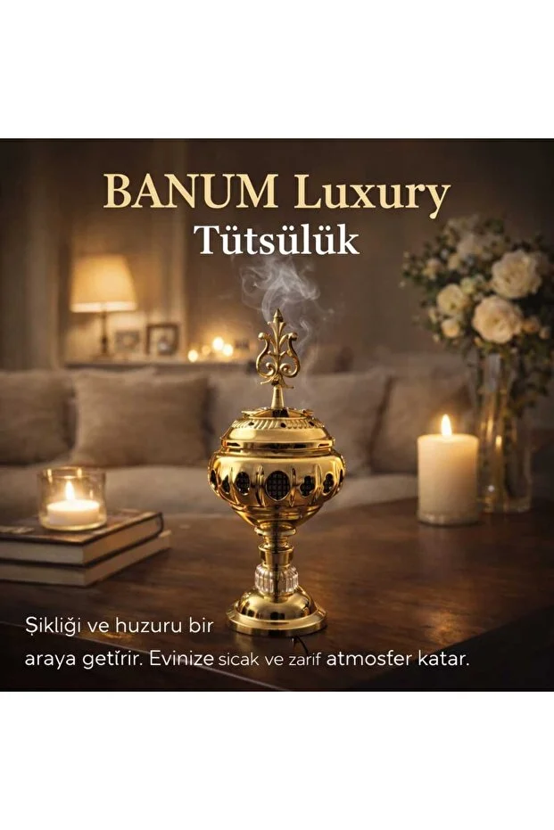 Banum Luxury Lüks Çelik Altın Tonlu Tütsülük